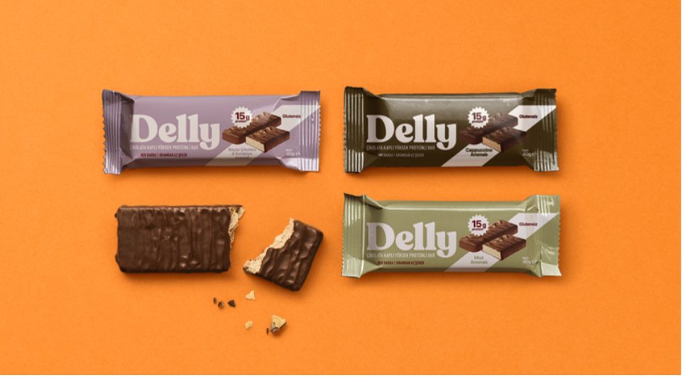 Delly protein bars on orange