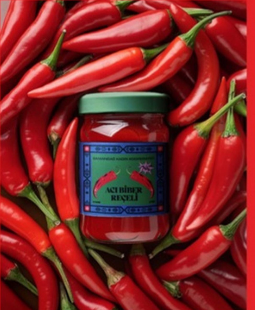 Samandağ pepper jam jar on chillies