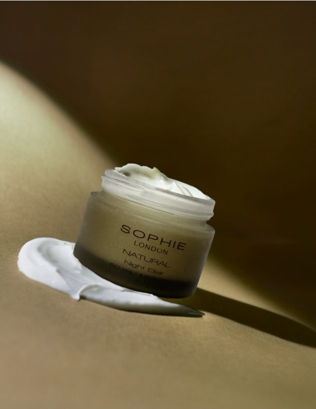 Sophie London night cream on olive ground